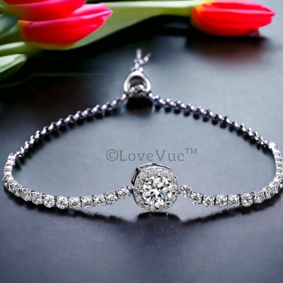 Certified 1ct. t.w. Diamond Halo Tennis Bracelet - Picture 3 of 15